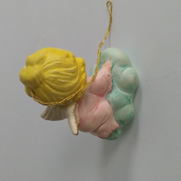 Vintage Ceramic Angel Christmas Ornament On Cloud B&A Japan Sweet - Picture 3 of 4